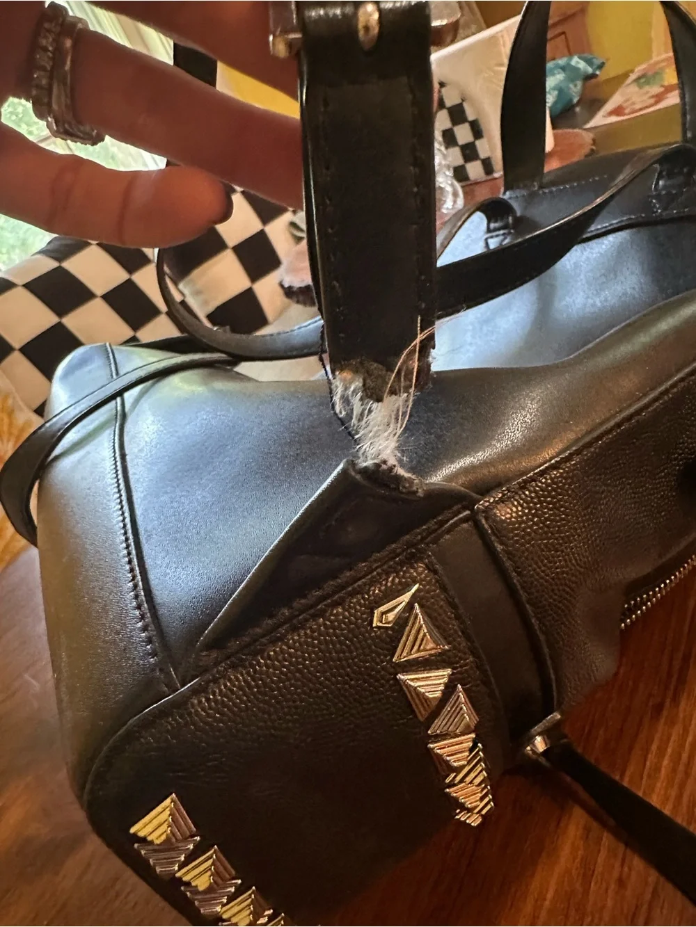 Michael Kors Black Leather Stud-Trim Backpack